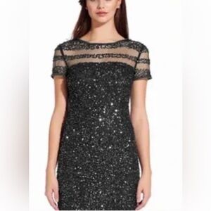 NWT Adriana Papell black sequin cocktail dress size 4